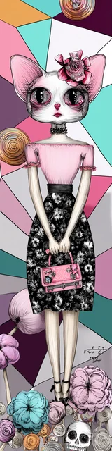 Cat bookmarks design of a demure cat carrying a purse